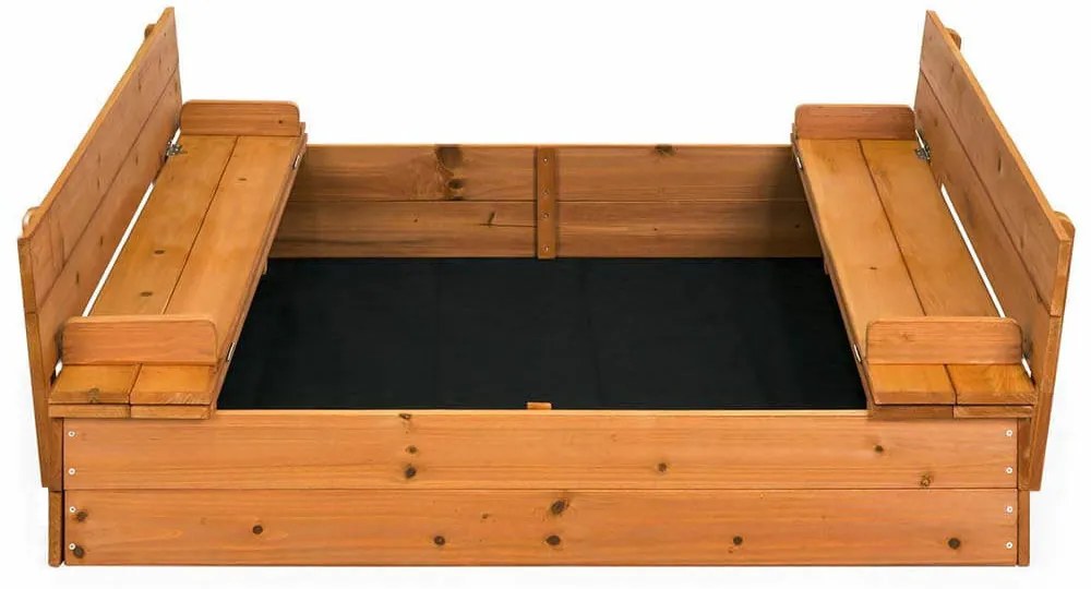 Drevené pieskovisko s lavičkami a krytom