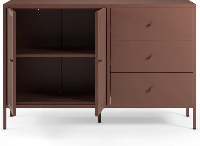 Vínovočervená kovová komoda 140x90x40 cm Fayna – Marckeric
