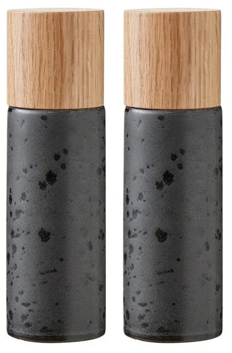 Čierna keramická súprava mlynčekov na korenie a soľ 2 ks Gastro Black – Bitz
