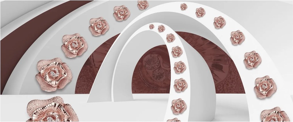 Obraz - 3D oblúky s kvetmi (120x50 cm)