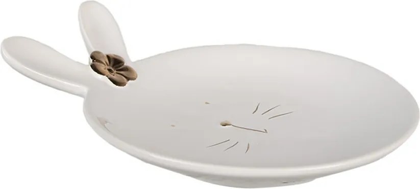 Biely porcelánový dezertný tanierik v tvare zajačika Rabbit - 19 *Ø 15*5 cm