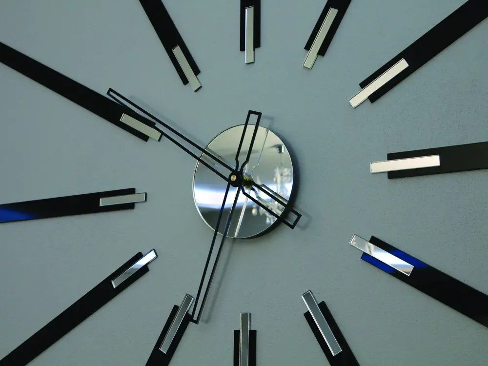 Nástěnné samolepící hodiny Big 115 cm zrcadlové/černé