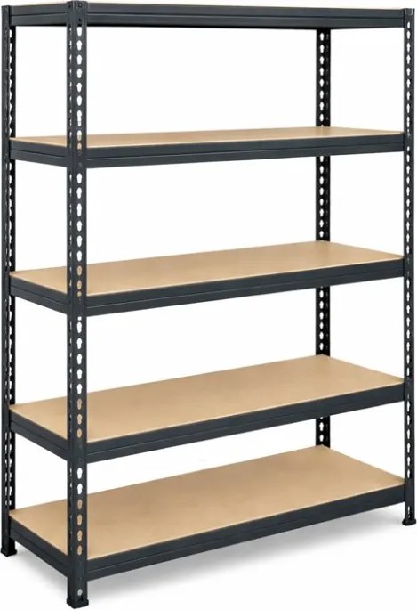 Regál 183x120x30 cm lakovaný 5-policový, nosnosť 100 kg, RIVET - čierny