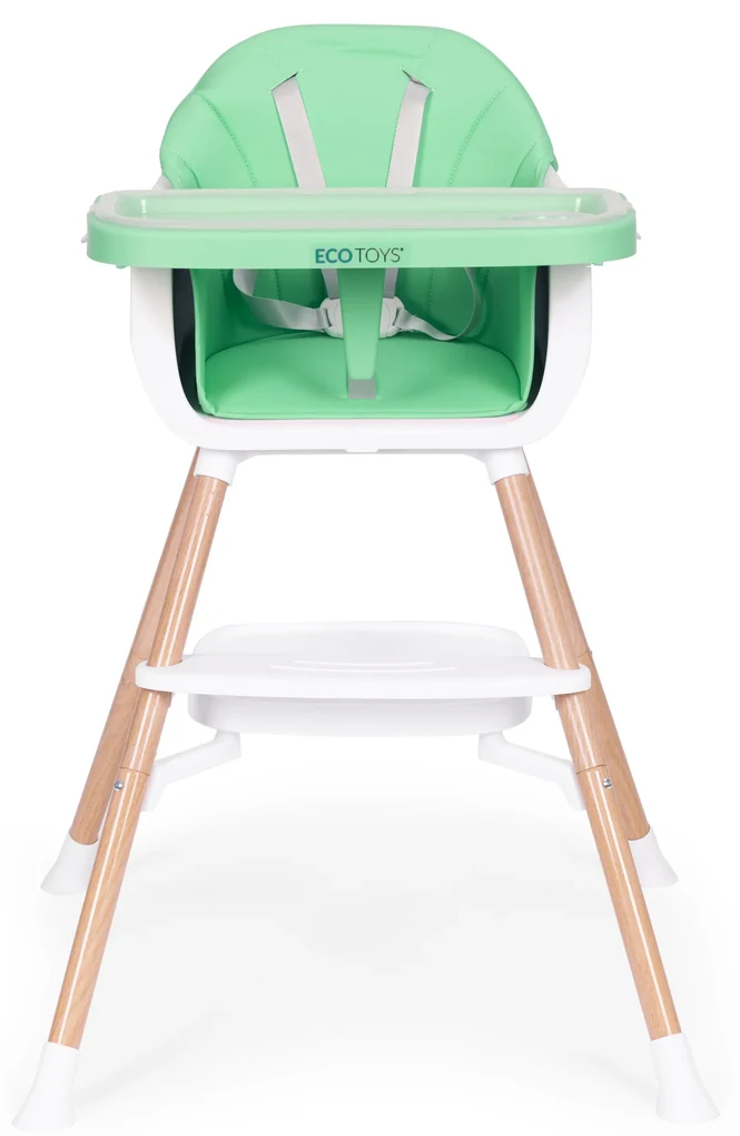 Detská stolička na kŕmenie 2v1 zelená ECOTOYS
