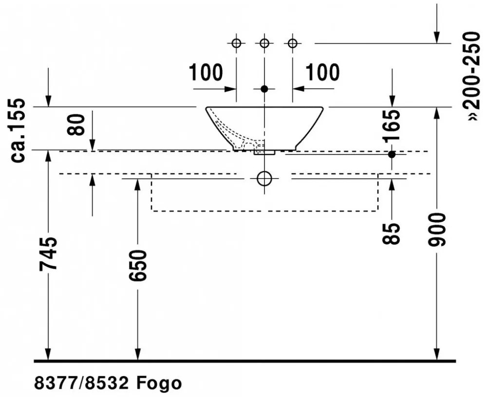 DURAVIT Bacino umývadlová misa bez otvoru, s prepadom, 420 mm x 420 mm, 0333420000