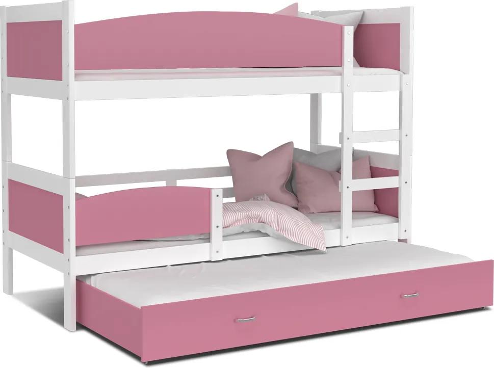 GL Poschodová posteľ Twist 3 190x80 Farba: Ružová