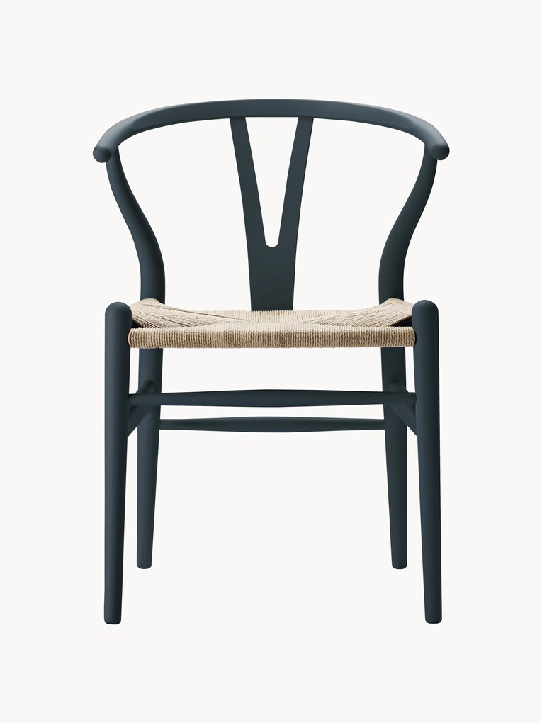 Drevená stolička's ručne tkanou sedacou plochou CH24 Wishbone Chair