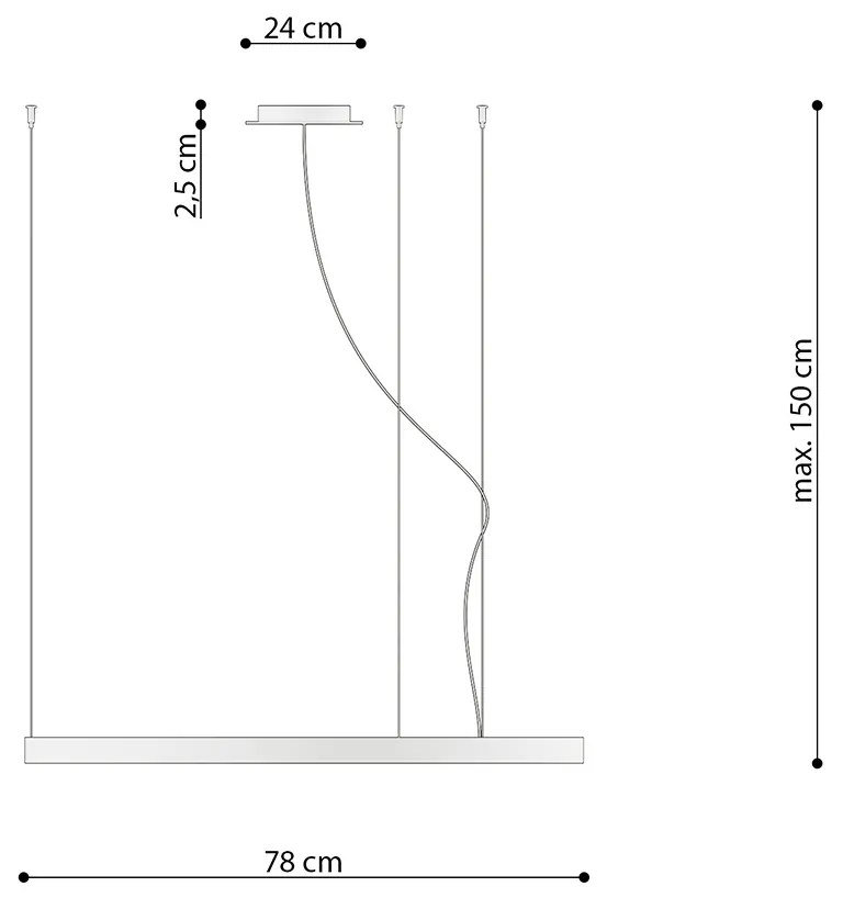 Závesné LED svietidlo Rio 78, 1x LED 50w, 3000k, g