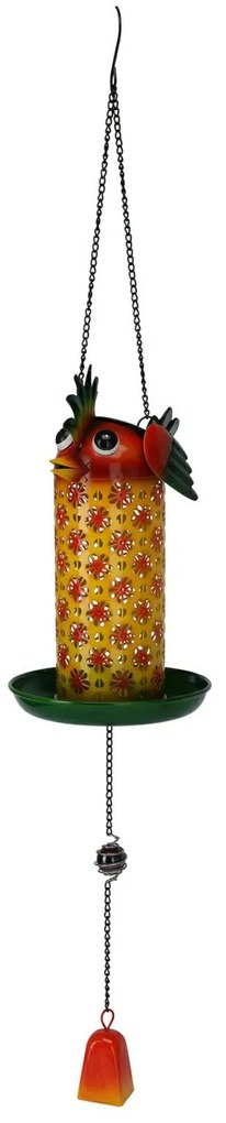 Závesné solárne kŕmidlo pre vtáky Chicken, 75x13 cm, kov, viacfarebná