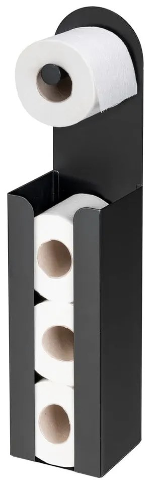 Čierny samodržiaci oceľový držiak na toaletný papier Agira – Wenko