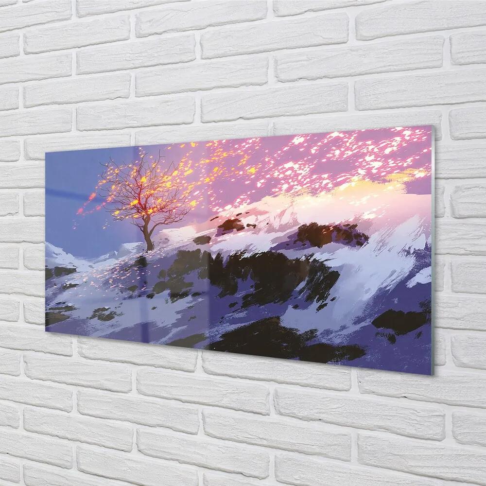 Obraz na skle Zimné strom top 120x60 cm