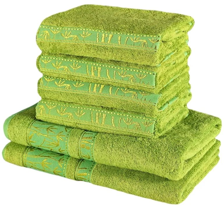 Sada 6 kusov zelených bambusových osušiek a uterákov EMI