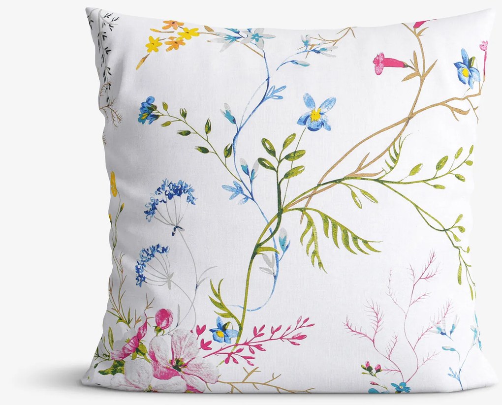 Goldea bavlnená obliečka na vankúš - maľované lúčne kvety 40 x 40 cm