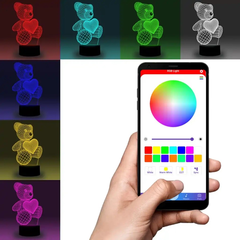 3Dmix 3DL-SMRT067 – 3D LED nočná lampa 3Dmix - Rap (Smart)