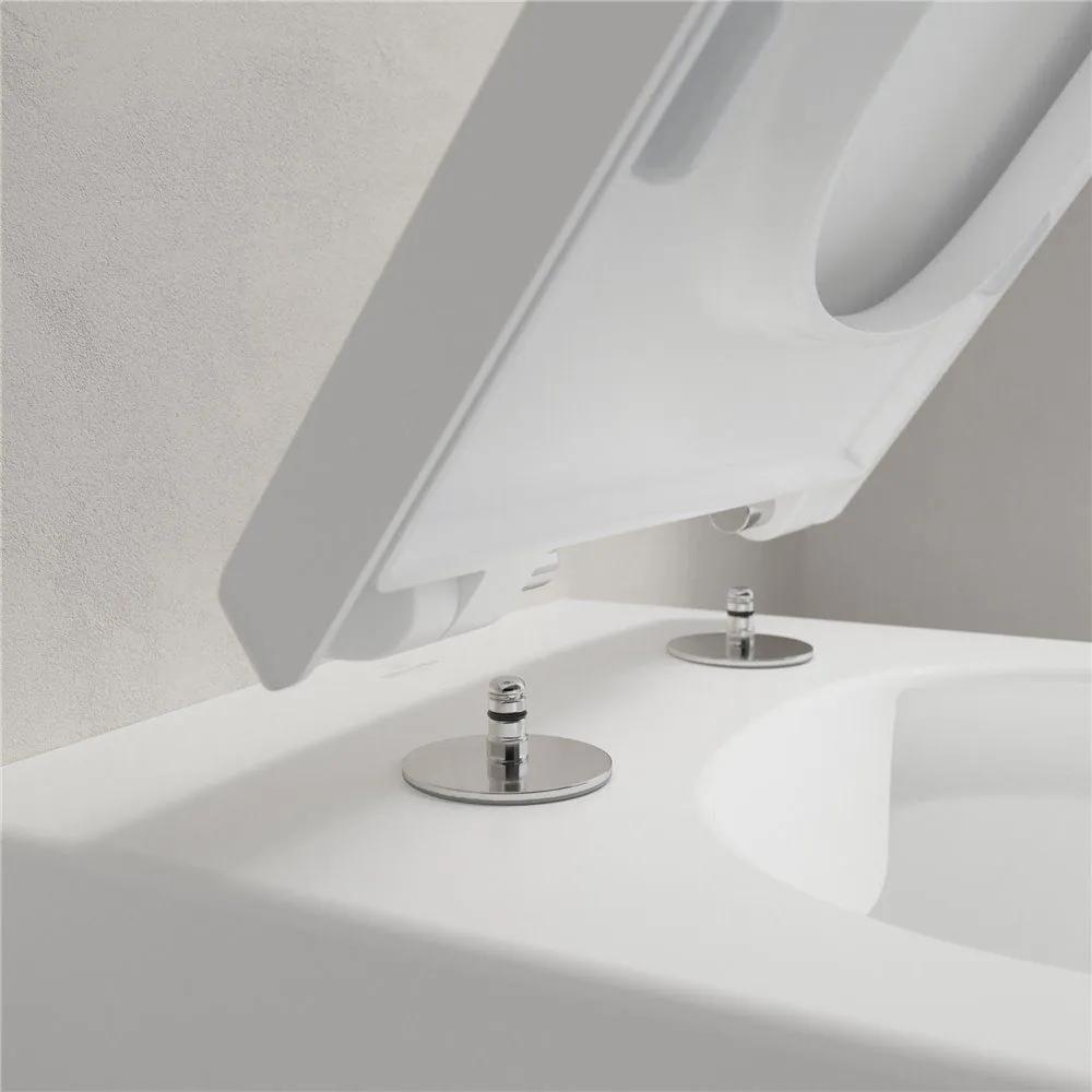 VILLEROY &amp; BOCH Memento 2.0 závesné WC s hlbokým splachovaním bez vnútorného okraja, 375 x 560 mm, Stone White, s povrchom CeramicPlus, 4633R0RW