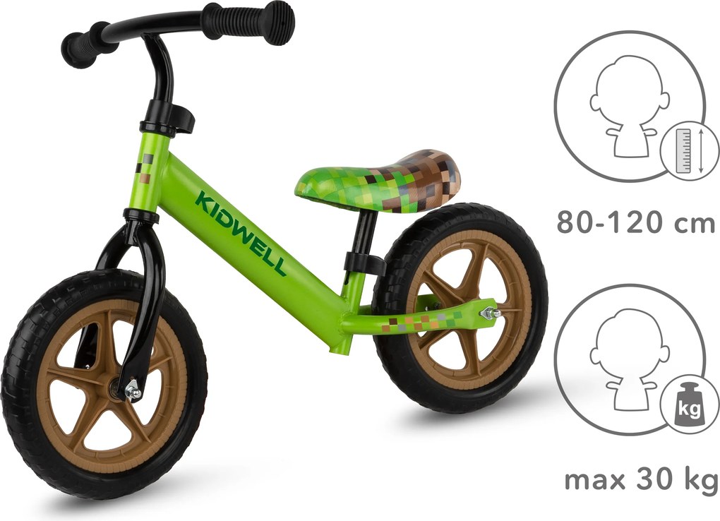 Kidwell Rebel odrážadlo pre deti 80–120 cm – ľahké 2,64 kg, EVA 28 cm, oceľový rám