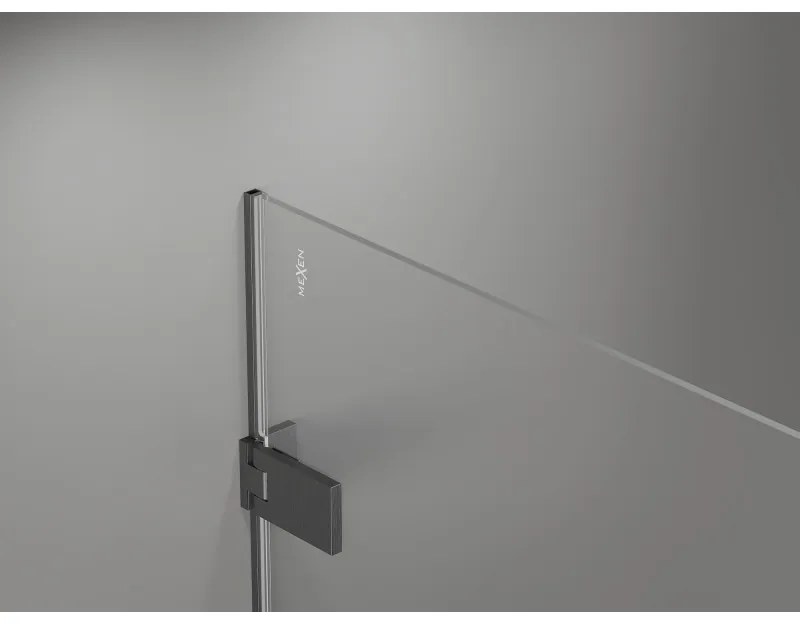 Mexen Lunar-B, sklápací sprchový kút ľavý 95 x 70 cm, 8mm číre sklo, profil grafit brúsený, 832-095-070-66-00-L