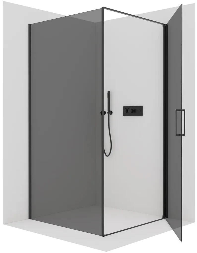 CERANO - Sprchovací kút Porte Ľ/P - 8 mm - čierna matná, grafitové sklo - 80x90 cm - krídlový, CER-CER-8050BD7491