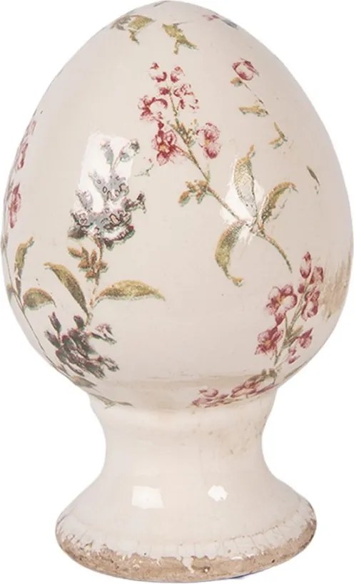 Keramické vajíčko na podstavci s lúčnymi kvetmi Monnia S - Ø 9*14 cm