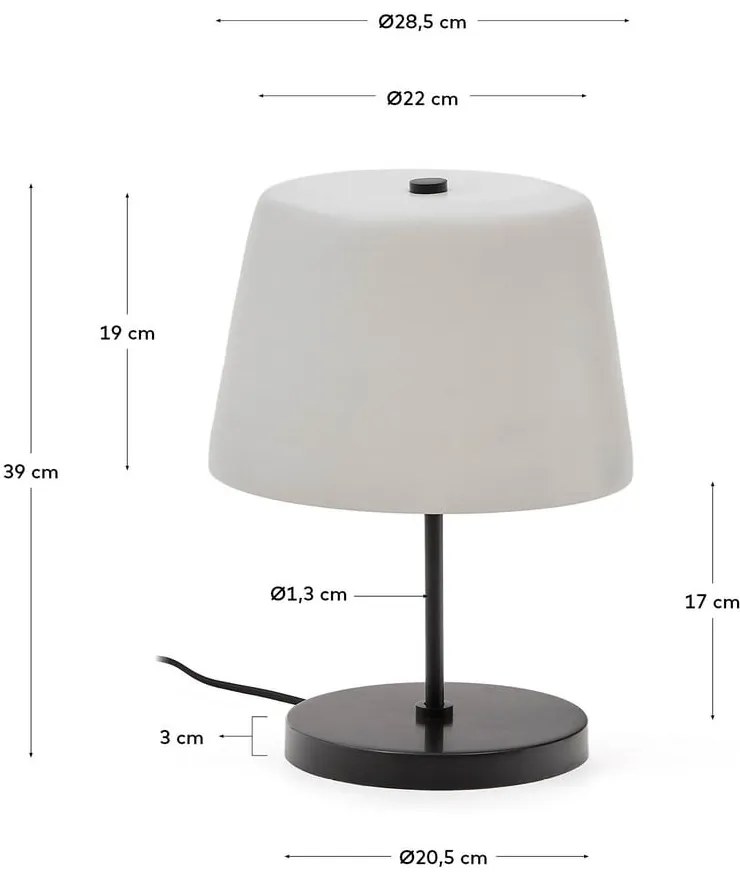 Čierno-biela stolová lampa so skleneným tienidlom (výška 38 cm) Nefar – Kave Home