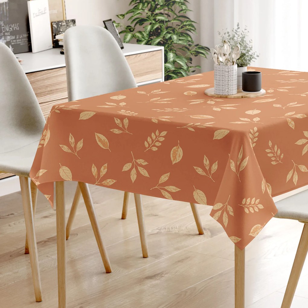 Goldea hranatý obrus 100% bavlnené plátno - oranžové jesenné lístky 100 x 140 cm