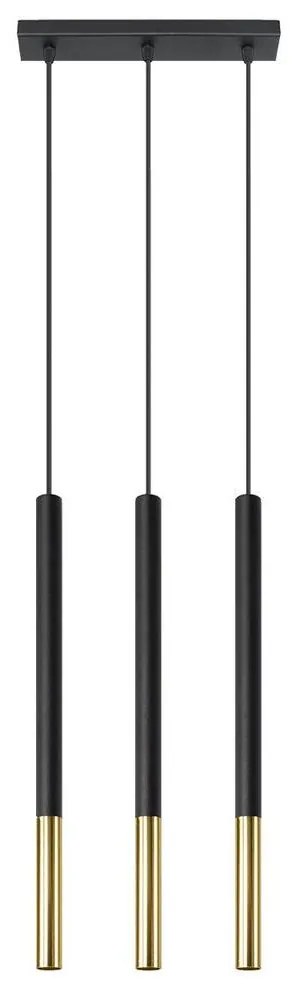 Luster na lanku MOSAIC 3xG9/12W/230V čierna/zlatá