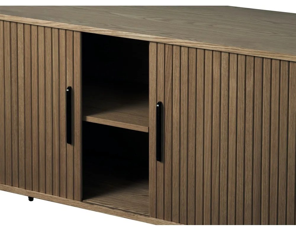 Hnedá komoda v dekore duba s posuvnými dverami 180x76x45 cm Nola – Unique Furniture