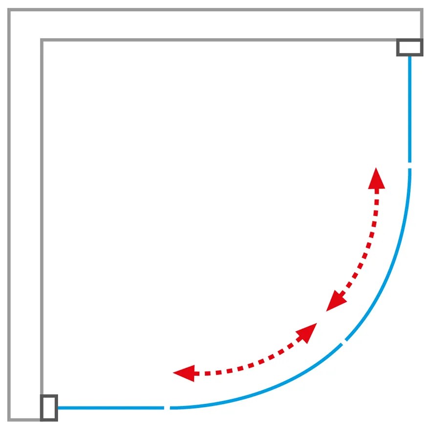 Štvrťkruhový sprchovací kút OBR2 90 cm 90 cm