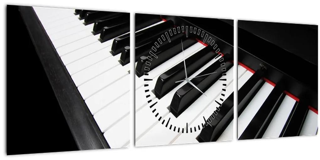 Obraz klávesov piána (s hodinami) (90x30 cm)