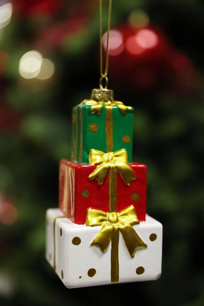 Klasik závesná vianočná ozdoba darčeky 10cm