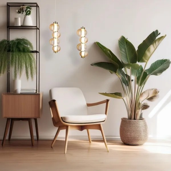 LED luster na lanku BOLLA LED/17W/230V pr. 16 cm zlatý/dymovo-béžový