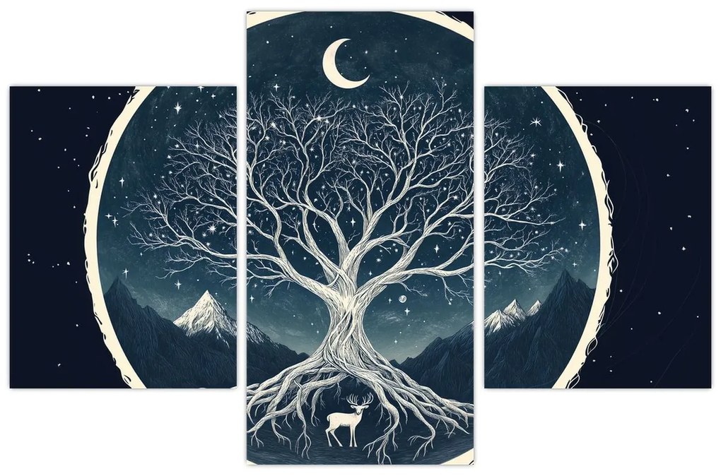 Obraz – Magický strom s jeleňom II. (90x60 cm)