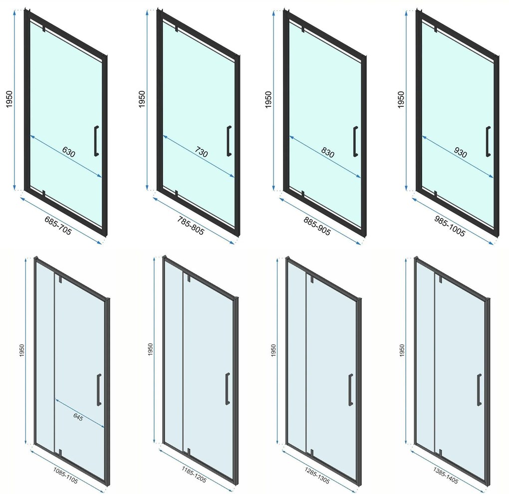 Rea Rapid Swing, 3-stenový sprchovací kút 100 (dvere) x 80 (stena) x 80 (stena) x 195 cm, 6mm číre sklo, zlatý lesklý profil, KPL-09413