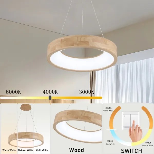 Brilagi - LED luster na lanku FALCON WOOD LED/30W/230V 3000/4000/6000K 45 cm drevo
