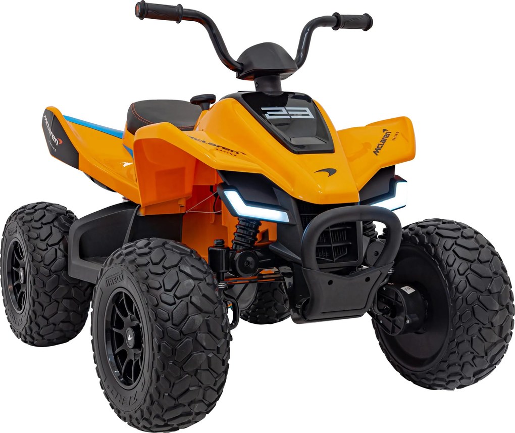 Ramiz McLaren Racing MCL 35 štvorkolka pre deti Oranžová + Diaľkové ovládanie + Pomalý štart + EVA + Audio LED