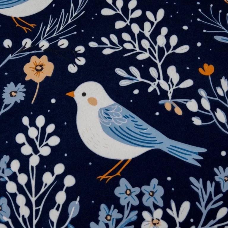 Obliečka z mikrovlákna DENIM Vtáčiky modrá 90x200 cm