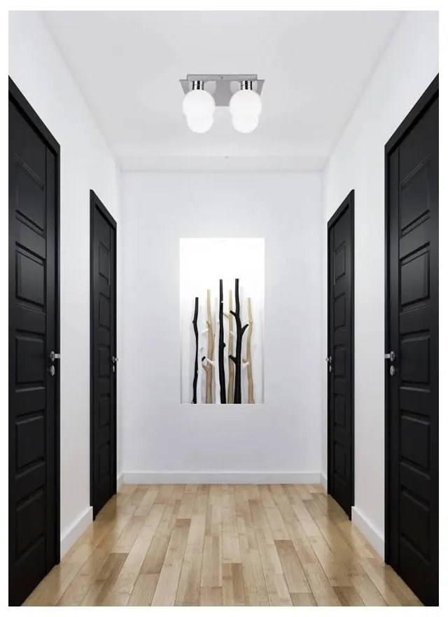 Stropné svietidlo v striebornej farbe so skleneným tienidlom 25x25 cm Oden - Candellux Lighting