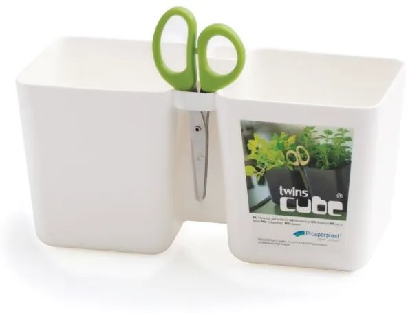 Kvetináč Twins Herbs biely