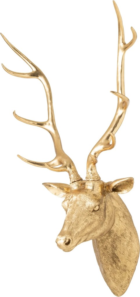 Zlatá veľká nástenná hlava jeleňa Deer z polyresinu XL – 57*38*103 cm