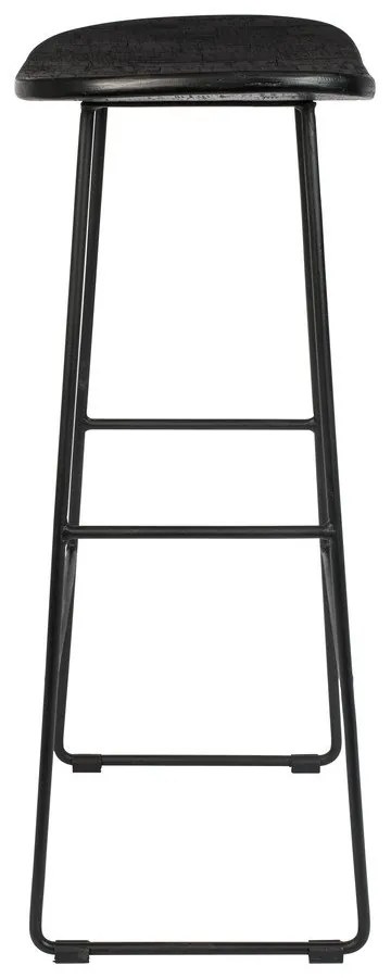 Čierna barová stolička z teakového dreva (výška sedadla 76 cm) Tangle – White Label