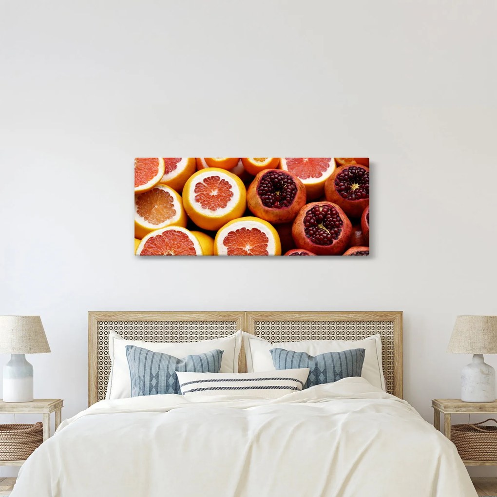 Obraz pomarančov a granátových jabĺk (120x50 cm)