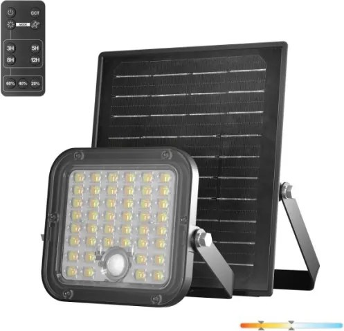 LED solárny reflektor so senzorom LED/10W/3,7V 4000K IP65 3600 mAh + DO