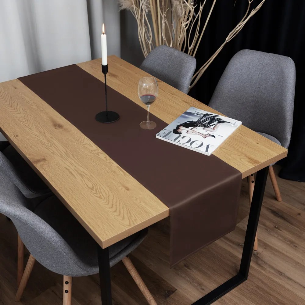 Biante Saténový behúň na stôl polyesterový Satén LUX-042 Čokoládovo hnedý 45x160 cm