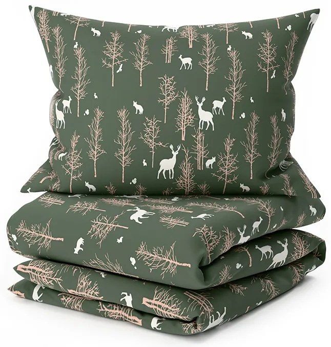 Obliečky z mikrovlákna OAK DEER tmavo zelené Rozmer obliečky: 70 x 90 cm | 140 x 200 cm