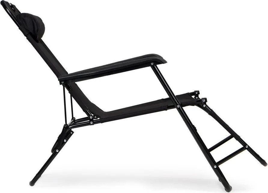 Ležadlo s opierkou hlavy, skladacia konštrukcia, čierne