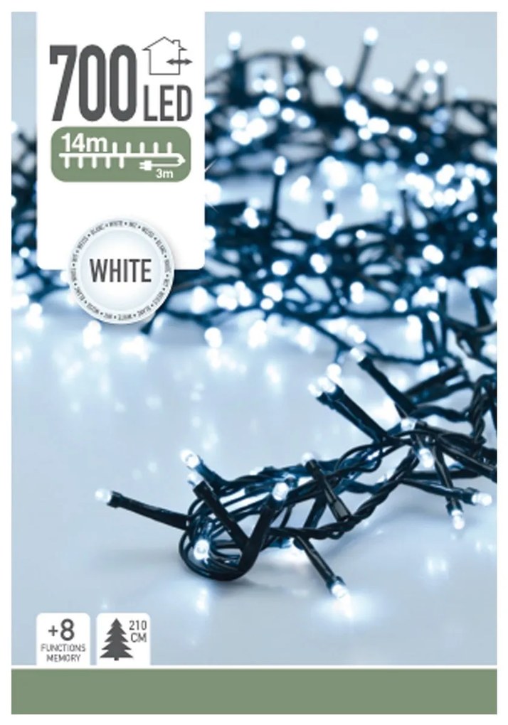 Svetelná vianočná reťaz Twinkle biela, 700 LED, 14 m