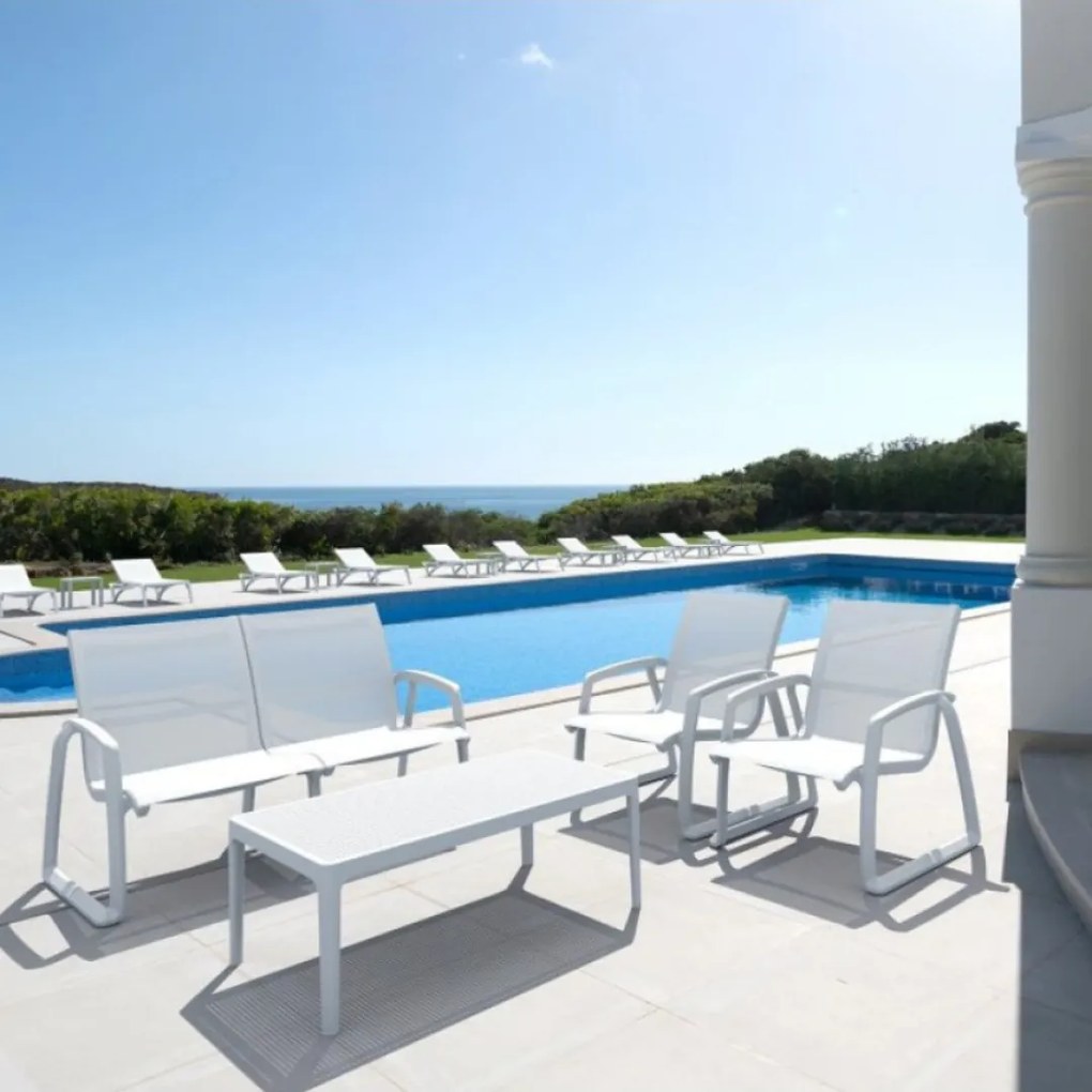 PACIFIC LOUNGE záhradný set s podrúčkami white