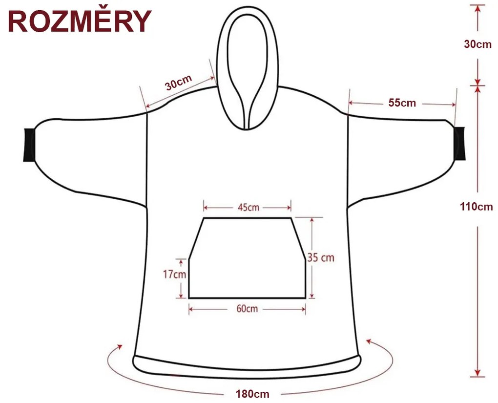 XPOSE® Mikroplyšová mikinová deka s barančekom - tmavo modrá