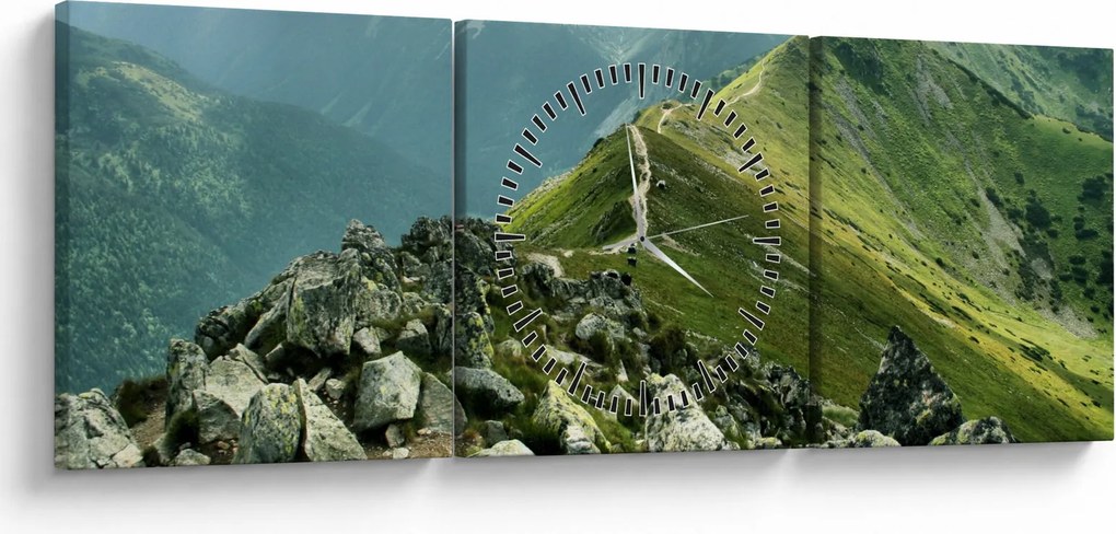 Obraz - Horská krajina (s hodinami) (90x30 cm)