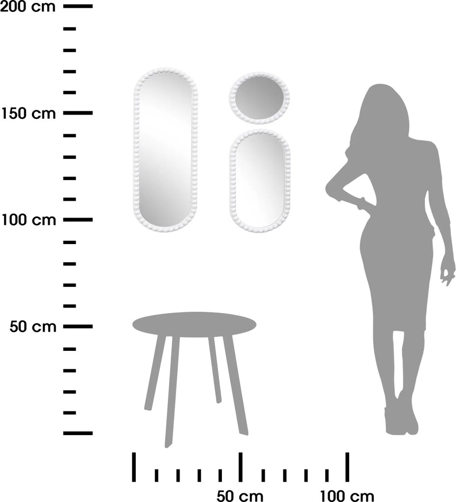 Zrkadlo Pebble, biele, sada 3ks